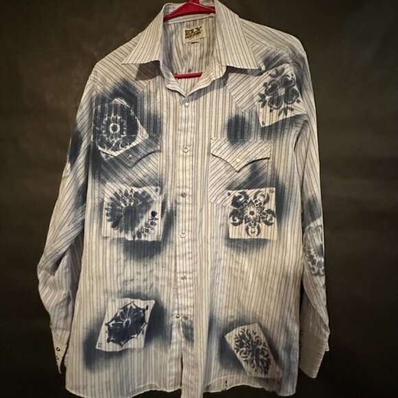 Ely Cattleman Size 15 Neck Shirt Rodeo Upcycled Distressed Cow Punk Rock Western - Picture 1 of 6